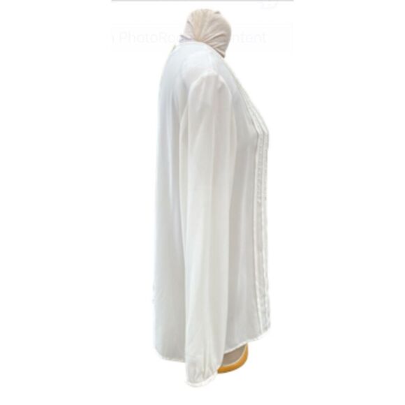 Liz Claiborne Front Pleated Back Button Ling Sleeve Off White Blouse Sz. 16 - Picture 5 of 13